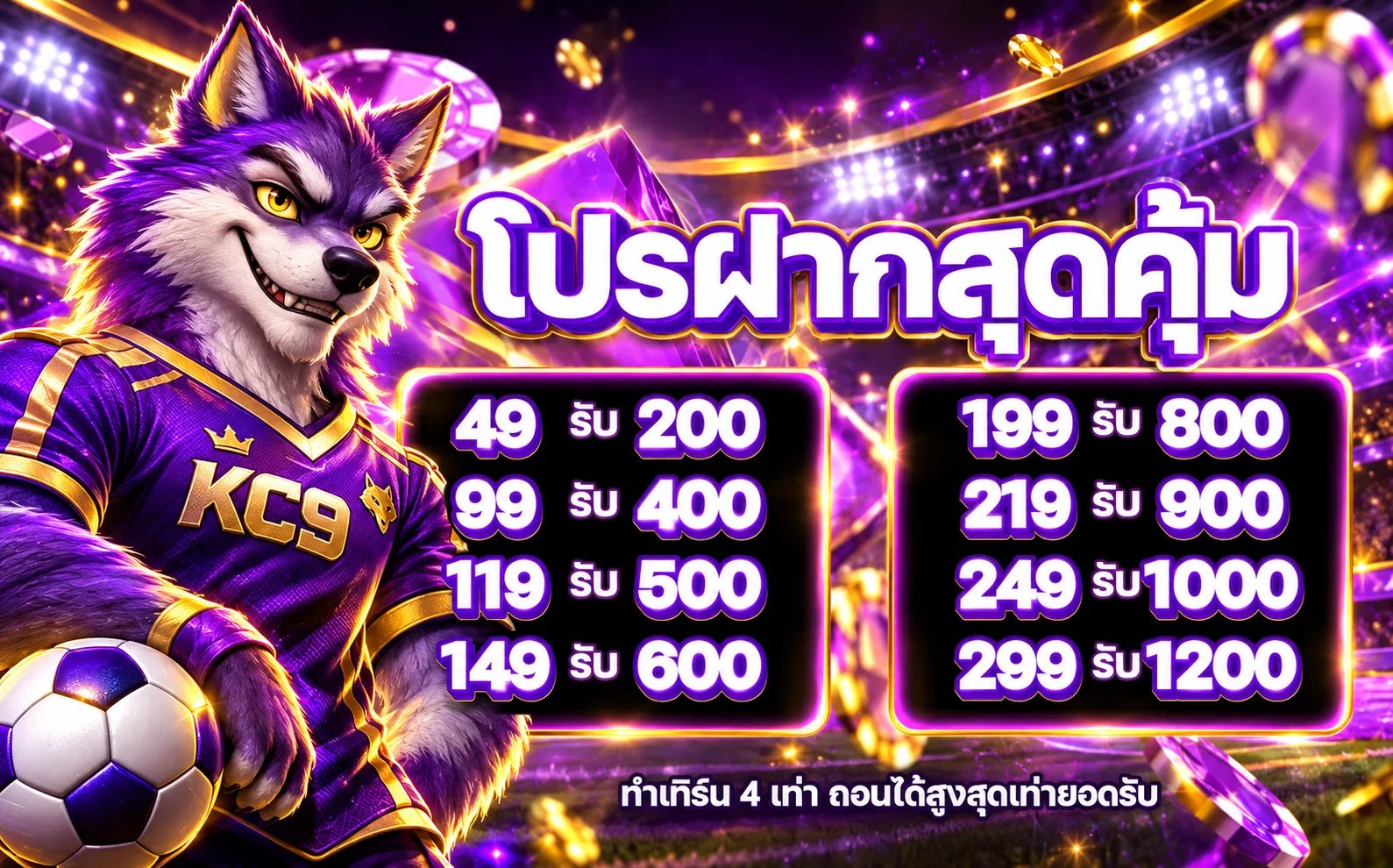 โปรโมชั่นฝากและเครดิตฟรีสำหรับสมาชิก KC9